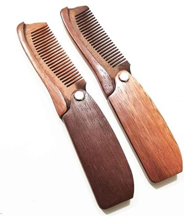 Red Sandalwood Foldable Beard Comb for Men - Pocket Size Fine Tooth Mustache Comb - Buy Online on GoSupps.com