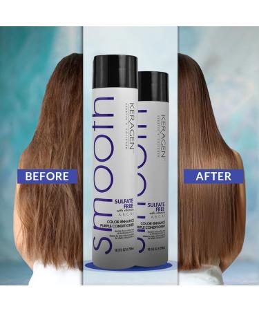 KERAGEN Purple Conditioner - Sulfate-Free Color Enhance for Blonde & Silver Hair | Neutralizes Yellow Tones with Keratin Vitamins & Jojoba Oil - 10oz - Buy Online on GoSupps.com