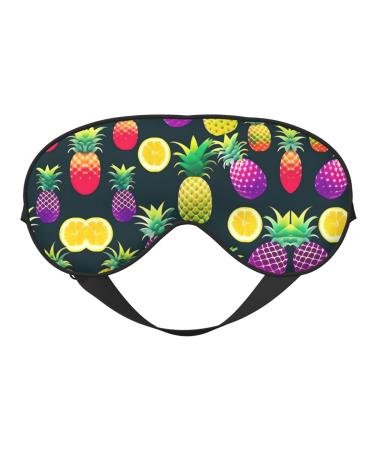 SSIMOO Colorful Fruit Pineapple Print Double-Sided Eye Mask Soft and Light Blocking for Enhancing Sleep Quality Black