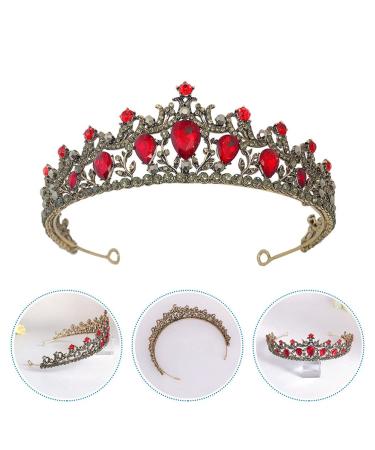 Lurrose Baroque Wedding Crown Tiara - Rhinestone & Crystal Ruby Princess Headpiece for Bridal Engagement & Birthday Parties - Buy Online on GoSupps.com