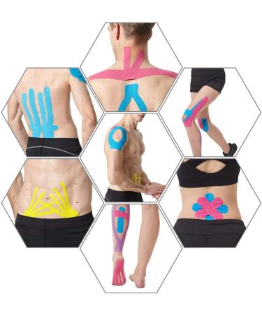 MUEUSS Kinesiology Tape Precut Sports Tape Hypoallergenic Breathable-Muscle Tape for Recovery Sports Athletic Physio Therapy Injury-Support for Ankle Muscles Elbow Knee & Shoulder (2Rolls pink & purple) - Buy Online on GoSupps.com