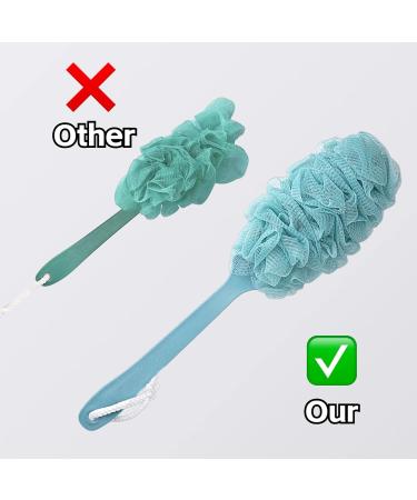 3-Piece Back Brush Set - Loofah Sponge Shower Brush & Long Handle Body Exfoliator - Unisex Shower Accessory (Green Pink & Milky White) for Glowing Skin - Buy Online on GoSupps.com