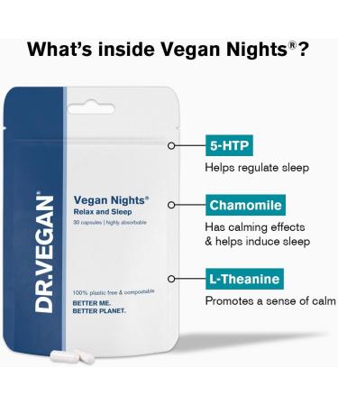 DR.VEGAN Vegan Nights Sleep Supplement - Nootropic Sleep Aid for Restful Sleep | 5-HTP Magnesium & L-Theanine | 30 Vegan Capsules - Buy Online on GoSupps.com