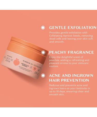 Cuide-se Bem Peach Bumbum Scrub Vegan Exfoliating Scrub with Niacinamide and Apricot Seeds 8.11 Ounce (230g) - Buy Online on GoSupps.com