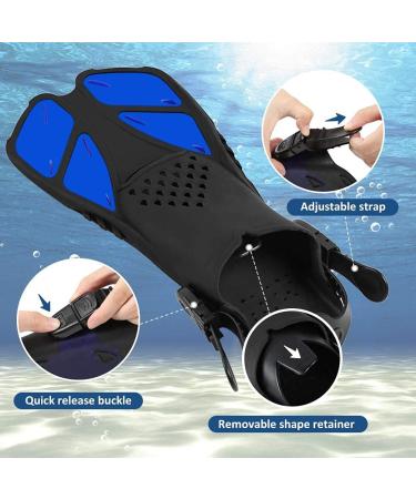 Sugaroom Blue Swim Fins - Adjustable Open Heel Diving Flippers for Adults and Kids - Includes Mesh Bag - Ideal for Snorkeling, Lap Swimming, and Scuba Diving - L/XL Size - Buy Online on GoSupps.com