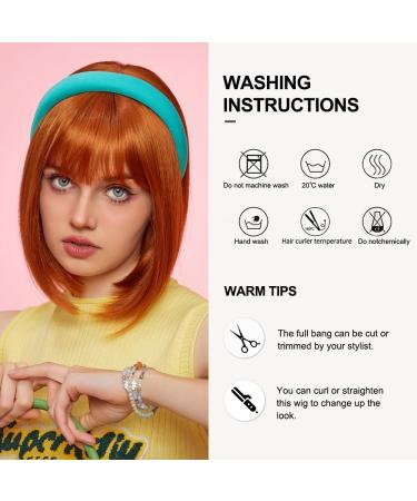 OUFEI Ombre Ginger Bob Wig with Bangs - Short Straight Synthetic Hair Wig for Women - Ideal for Daily Wear, Parties, and Cosplay (2071-3) - Buy Online on GoSupps.com