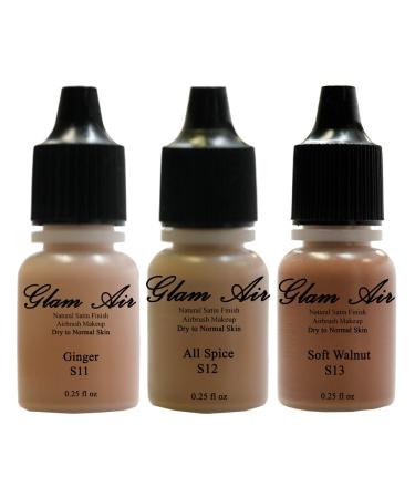 Glam Air Airbrush Water-based Foundation in Set of 3 Assorted Tan Satin Shades (For Normal to Dry Tan Skin)