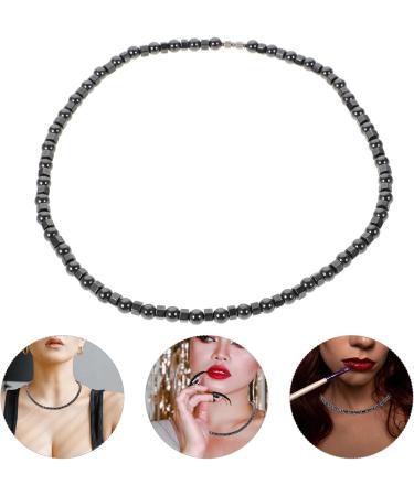 Magnetic Therapy Necklace Hematite Round Bead Necklaces Jewelry for Men Women and Carpal Tunnel (Black) - Buy Online on GoSupps.com