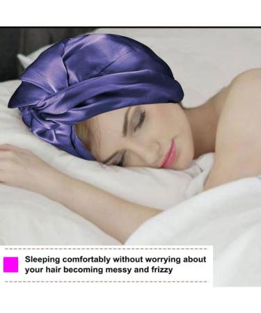 Silk Hair Bonnet for Women - Double Layer Soft Night Cap for Sleeping and Hair Care | Navy, One Size - Buy Online on GoSupps.com