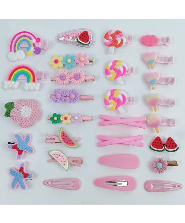 28 Cute Cartoon Mini Hair Clips for Girls - Baby Hair Accessories in Pink | International Shipping Available - Buy Online on GoSupps.com