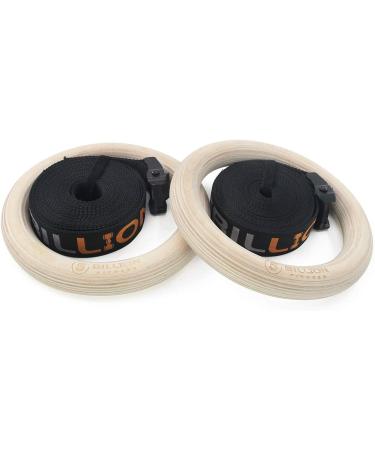 5BILLION Wooden Gymnastic Rings with Adjustable Straps - 2x15ft Wood Gym Rings for Home Gym Full Body Workout - Quick Install Cam Buckle - 1500lbs Supported - Black (32mm) - Buy Online on GoSupps.com
