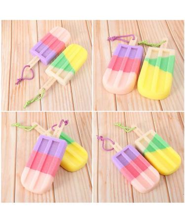 MILISTEN Ice Cream Shaped Bath Sponge Pouf Shower Set - 6Pcs with Short Handle | Unisex Bathroom Supply - Buy Online on GoSupps.com