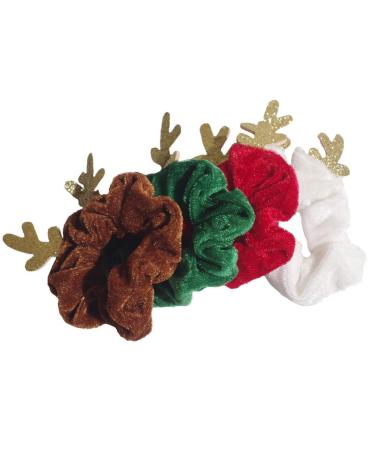 Minkissy 4PCs Christmas Hair Hair tie reindeer anti -luminaries Christmas time elastic hair straps Christmas hair jewelry for women girls