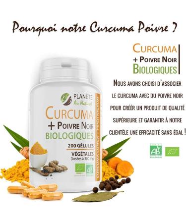 Plan te au Naturel Organic Turmeric and Black Pepper 300mg - 200 Vegetable Capsules - Buy Online on GoSupps.com