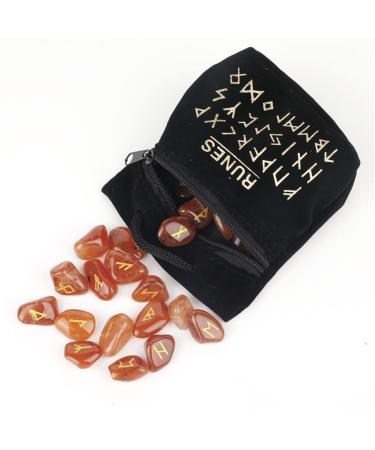25Pcs/Set Natural Crystal Rune Tumble Stone Urine Carnelian Rose Quartz Reiki Crystals Divination (Color : Carnelian) Natural Luster