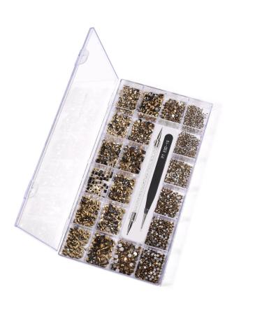 Yzzseven 12 Types 600 Diamonds +2500 Flat Rhinestones Mix 20 Styles Rhinestone Crystals Set for Nail Art DIY (Mined Gold) - Buy Online on GoSupps.com