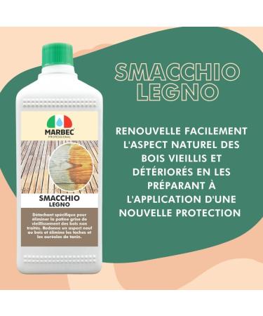 MARBEC SMACCHIO LEGNO 1LT SMACCHIO LEGNO is used to remove stains from the gray patina of aging wood. Removes stains and tannin halos. - Buy Online on GoSupps.com
