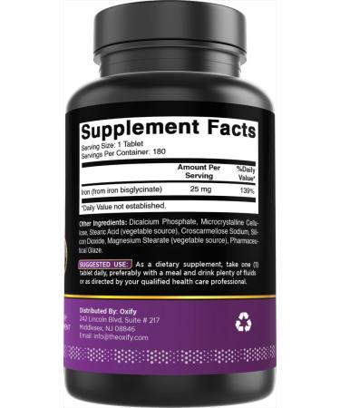 Oxify Iron 25 mg | 180 Tablets | Gluten-Free Non-GMO | Supplement Made in USA - Buy Online on GoSupps.com