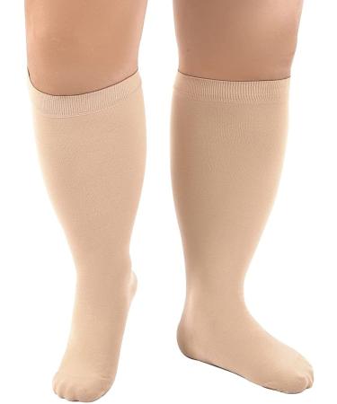 Cheeroyal 1 Double Plus Size Compression socks for men and women 20-30mmHG Extra Size wide calf and knee socks support the 2xl Skin cycle