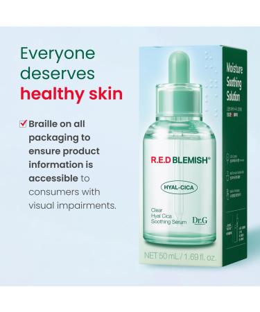 Dr. G R.E.D. Blemish Clear Hyal-Cica Soothing Serum - Korean Skincare - Long-Lasting Hydrating Serum for All Skin Types - Cools Skin Temperature - Hyaluronic Acid & Centella Asiatica - 1.69 fl oz - Buy Online on GoSupps.com