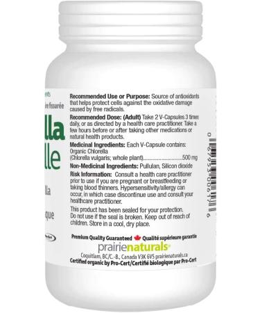 Prairie Naturals Organic Chlorella Broken Cell Wall Vcaps - 180 Count - Buy Online on GoSupps.com