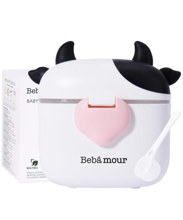 Bebamour Baby Milk Powder Dispenser Pot Formula Dispenser for Baby Snack Dispenser 230G Milk Powder 450ML Black 02 Black Cow