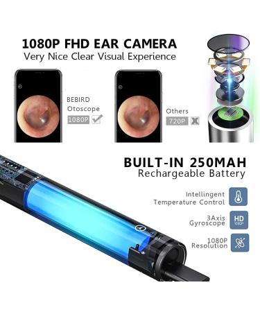 BEBIRD Ear Wax Removal Tool Wireless Otoscope 1080P WiFi Camera with LED Lights - Compatible with iPhone iPad Android - for Adults, Kids & Pets - Silver - Buy Online on GoSupps.com