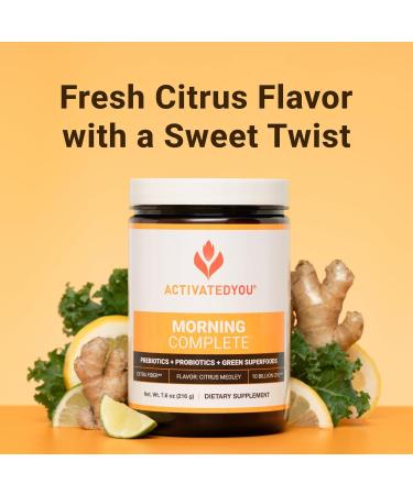 ACTIVATEDYOU Morning Complete Daily Wellness Greens Superfood Drink Mix for Gut Health w/Prebiotics Probiotics Antioxidants Green Superfoods 10 Billion CFUs (3 Pack Citrus Medley) Citrus 8 Ounce (Pack of 3) - Buy Online on GoSupps.com