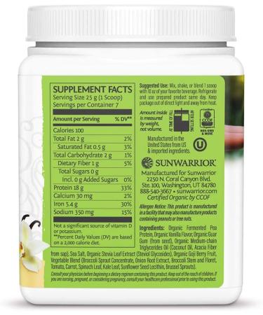 Sunwarrior Clean Greens & Protein Tropical Vanilla - 6.17 oz (175 g) | Vegan Superfood Blend - Buy Online on GoSupps.com