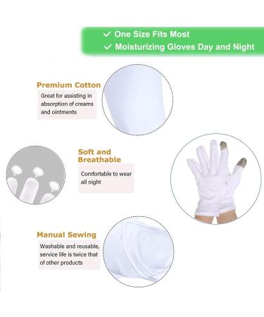 Moisturizing Gloves with Touch Screen Function | Premium Cotton for Bedtime | Ideal for Eczema and Sensitive Skin | Spa Therapy | One Size Fits Most - Buy Online on GoSupps.com