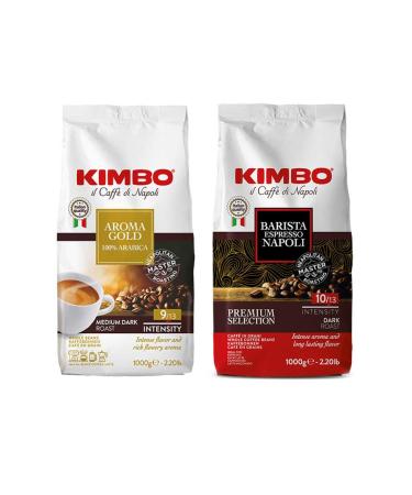 Kimbo Coffee Bean Tasting Duo: Aroma Gold 100% Arabica and Espresso Napoli 1 kg x 2