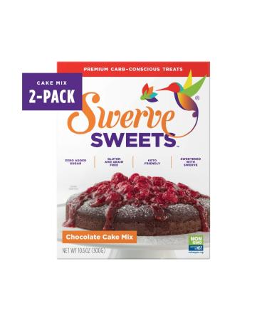 Swerve Sweets Chocolate Cake Baking Mix - Keto Diet Friendly, Low Carb, Gluten Free, Easy to Make and Just 3g Net Carbs, 10.6 Oz - 2 Pack
