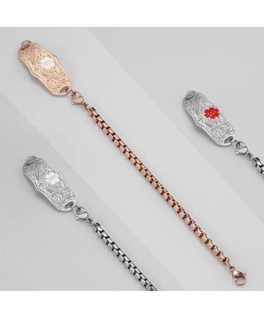 Custom Medical Alert Bracelets for Women - Free Engraving & Personalized Emergency ID Jewelry 6-9 Inches Silver with Red Symbol - Buy Online on GoSupps.com