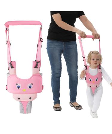 Handheld Baby Walking Harness for Kids, Adjustable Toddler Walking Assistant with Detachable Crotch, Safe Standing & Walk Learning Helper for 8+ Months Baby (Pink-Chick) (Pink-Chick)
