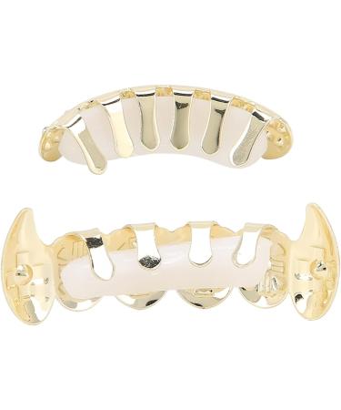 Brrnoo Hip-Hop Teeth Set - Gold Galvanized Reusable False Tooth for Halloween | Durable Dental Holder Decoration - Buy Online on GoSupps.com