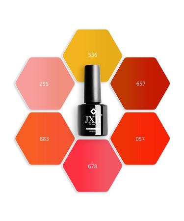 JXH Gel Nail Polish Set - 6 Trendy Orange Shades for Salon & Home Manicures - Buy Online on GoSupps.com