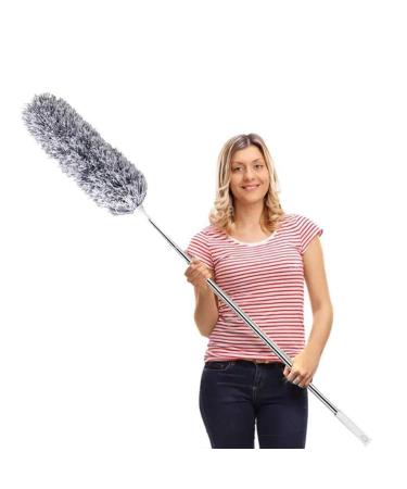 DELUX Microfiber Feather Duster Extendable Duster with 100 inches Extra Long Pole, Bendable Head & Long Handle Dusters for Cleaning Ceiling Fan, High Ceiling, Blinds, Furniture & Cars Gray