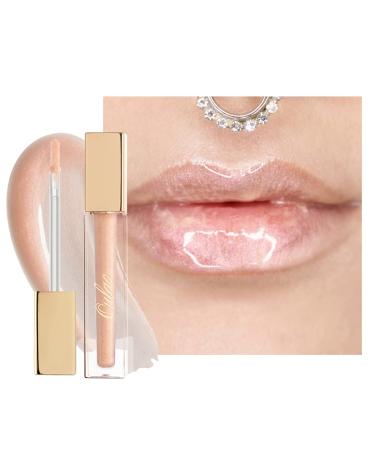 Oulac Clear Lip Gloss Topcoat with Mirror Finish Moisturizing & Reduce Fine Lines Lip Oil Refuse Chapped Lips Non Sticky Lip Gloss for Girls Women  4.5ml/0.15fl.oz Illuminate(C01) Illuminate(C01) Creamy White with Golden...