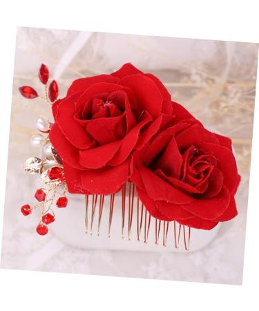 Housoutil 1pc Teasing Combs for Women Hair Clips Classic Hair Comb Hair Accessories for Women Wedding Barrettes for Women Wedding Hair Clip Bridal The Flowers Flower Head Miss Red - Buy Online on GoSupps.com