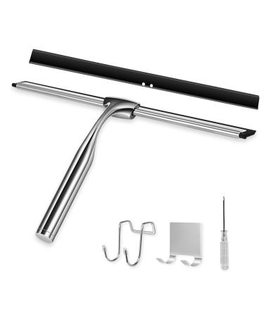 Shower Squeegees for Glass Doors 10'' Shower Squeegees with Shower Door Hook Squeegee Shower Window Cleaning Tools with Replacement Silicone Blade for Bathroom Door Car Mirror Wiper
