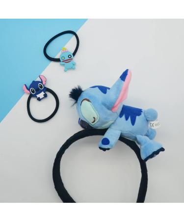 Kawaii Stitch Velvet Headband with 2 Hair Ties | Cute Cartoon Hair Accessories for Girls and Women - Buy Online on GoSupps.com