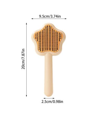Self-Cleaning Cat Brush with Unlocking Button - Compact Pet Hair Removal Tool for Dogs Cats & Rabbits - Yellow Fur Care Brush - Buy Online on GoSupps.com
