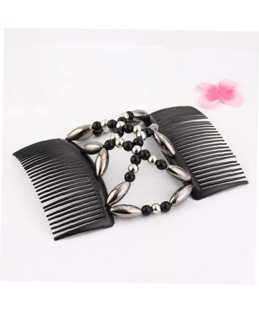  AMOYER Women's Magic Elastic Combs with Handmake Beads Double Clips Stretchy Comb Girl Accessories - Buy Online on GoSupps.com