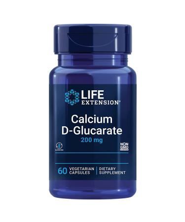 Life Extension Calcium-D-Glucarate 200mg 60 Vegan Capsules Laboratory Tested Gluten-Free Vegetarian Soy-Free Non-GMO
