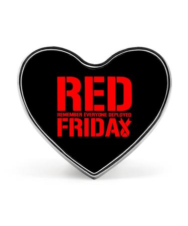 R.E.D Remember Everyone Deployed Red Friday Heart-Shaped Badge Aluminum Alloy Badges Pins Funny Identity Pins Pinback for Hats Jackets Shirts