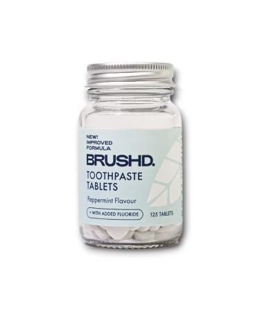Brushd. Waterless Toothpaste Tablets, Fresh Natural Ingredients, Lightly Foaming, Added Fluoride, Plastic-Free Packaging, Vegan & Cruelty-Free, 125 Tablets