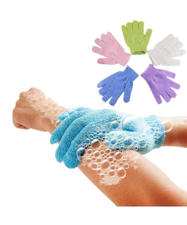Exfoliating Shower Gloves 5PCS Shower Scrubber for Body Shower Spa Dead Skin Remover Bath Gloves Bathing Accessories Solft and Suitable for Men Women and Children Multicolor