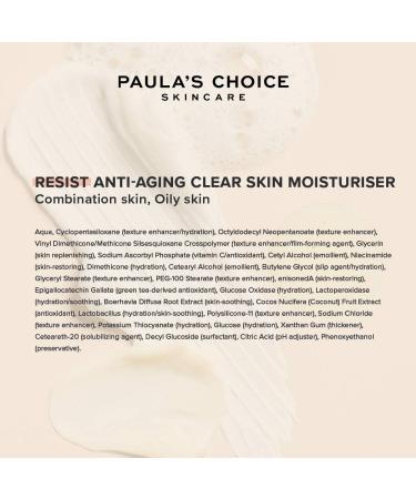 Paula s Choice RESIST Anti Aging Clear Skin Moisturiser - Hydrating Lightweight Night Cream - Reduces Blackheads - with Niacinamide & Vitamin C - Combination to Oily Skin - 50 ml - Buy Online on GoSupps.com
