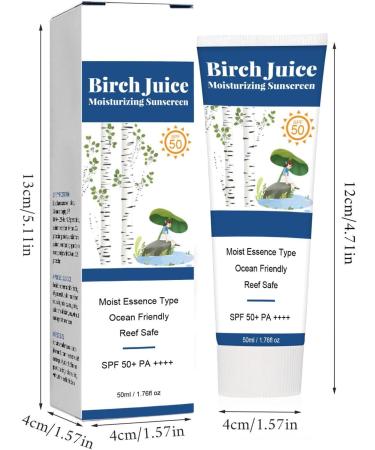 Birch Juice Moisturizing Sun Cream Organic Sunscreen SPF50 Skincare Sunscreen Strong UV Protection No White Cast Moist Essence Type-50ml (A) - Buy Online on GoSupps.com