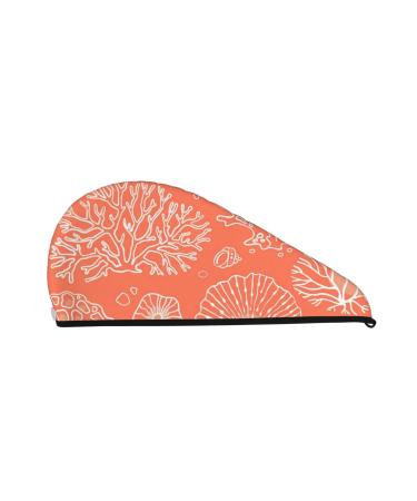 he Marine Theme with Beautiful Corals Microfiber Hair Towel Soft Super Absorbent Hair Towel Wrap for Women Coral Velvet Quick Dry Hair Cap for Long Curly and Thick Hair